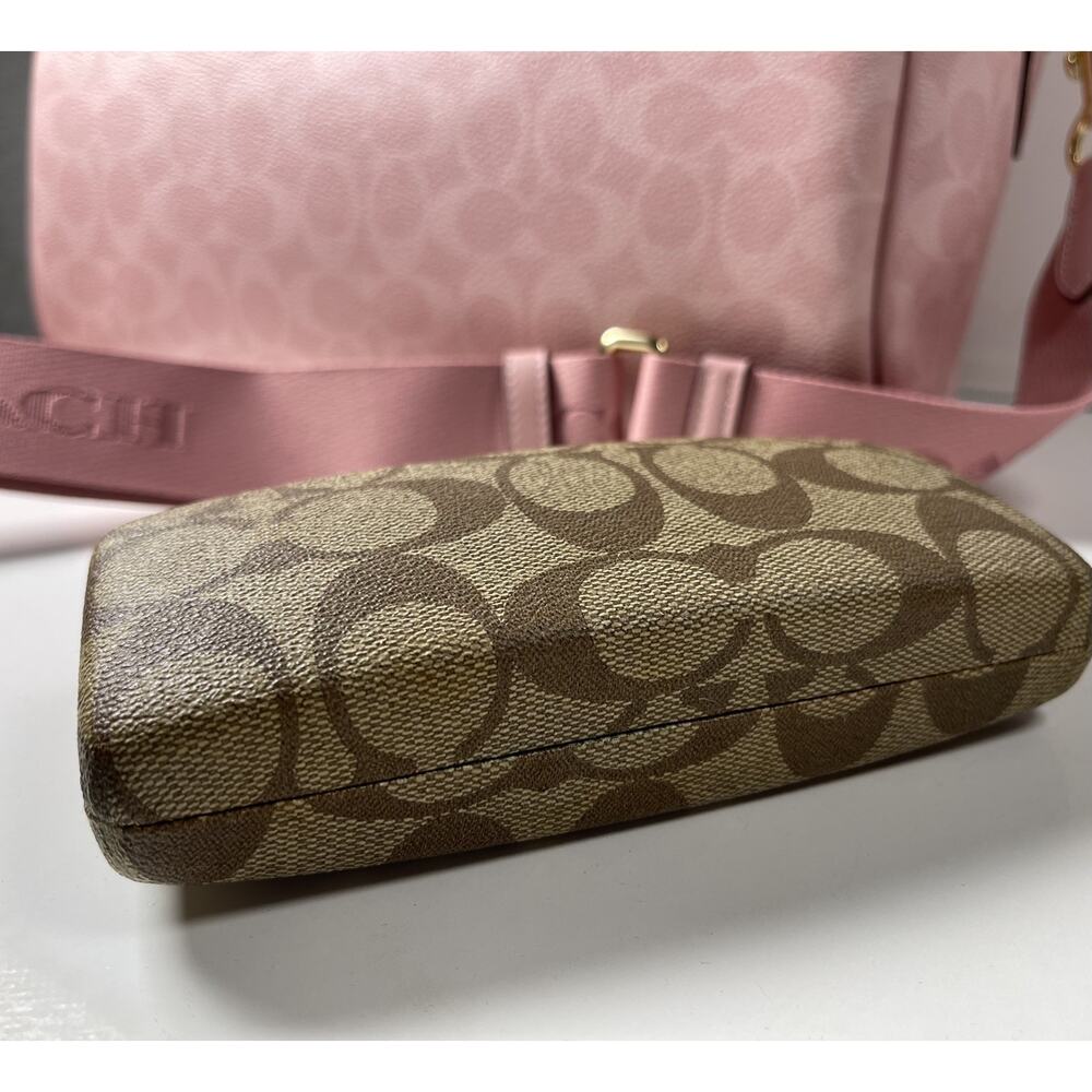 COACH Monogram Brown Hard Clamshell Eye Glass Case Brown Interior Rectangle
